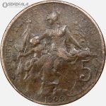 سکه 5 سنتیم فرانسه 1909 (جمهوری سوم)