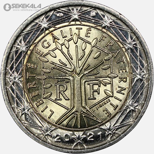 coin collection store www.sekekala.com 041010 (143) سکه 2 یورو فرانسه 2021 (+AU)