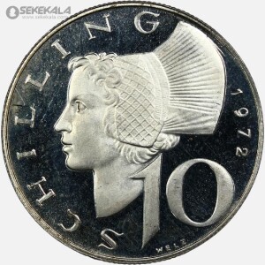 سکه پروف 10 شیلینگ نقره اتریش 1972