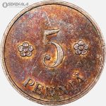 سکه 5 پنیا کمیاب فنلاند 1937 (AU)