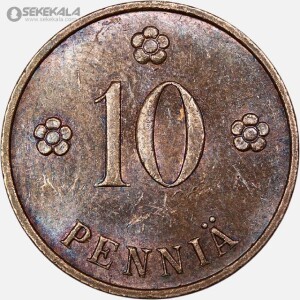 سکه 10 پنیا کمیاب فنلاند 1938 (AU)