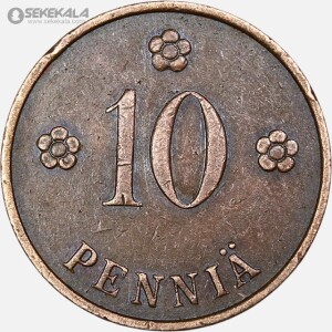 سکه 10 پنیا کمیاب فنلاند 1938