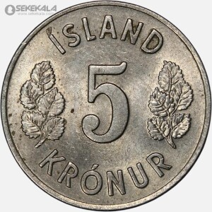 سکه 5 کرونر کمیاب ایسلند 1969 (UNC)