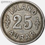 سکه 25 آورار کمیاب ایسلند 1922