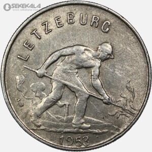 سکه 1 فرانک کمیاب لوکزامبورگ 1953