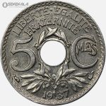 سکه 5 سنتیم قدیمی فرانسه 1937 (جمهوری سوم)