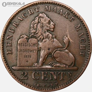 سکه 2 سنتیم قدیمی بلژیک 1905 (لئوپولد دوم)