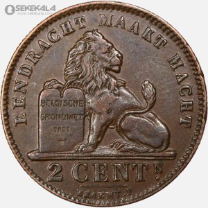سکه 2 سنتیم قدیمی بلژیک 1911 (آلبرت اول)
