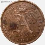 سکه 2 سنتیم قدیمی بلژیک 1919 (آلبرت اول)(AU)