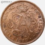 سکه 2 سنتیم قدیمی بلژیک 1919 (آلبرت اول)(AU)