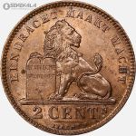سکه 2 سنتیم قدیمی بلژیک 1919 (آلبرت اول)(AU)