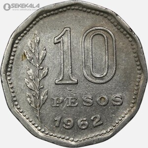 سکه 10 پزو آرژانتین 1962