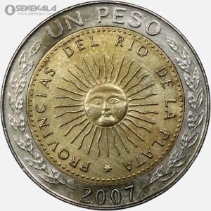 سکه 1 پزو دو فلزی آرژانتین 2007