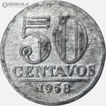 سکه 50 سنتاوو برزیل 1958 (AU)