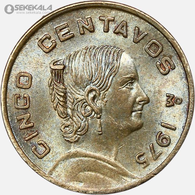 coin collection store www.sekekala.com 041011 (227) سکه 5 سنتاوو مکزیک 1975 (UNC)