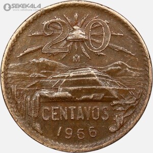 سکه 20 سنتاوو کمیاب مکزیک 1966