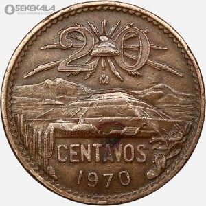 سکه 20 سنتاوو کمیاب مکزیک 1970