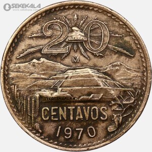 سکه 20 سنتاوو کمیاب مکزیک 1970