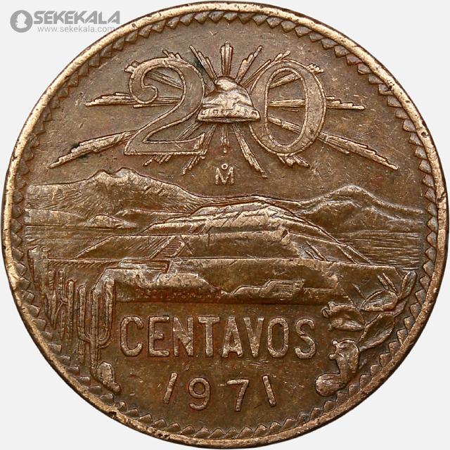 coin collection store www.sekekala.com 041011 (279) سکه 20 سنتاوو کمیاب مکزیک 1971