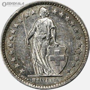 سکه 1/2 فرانک نقره سوئیس 1964 (AU)