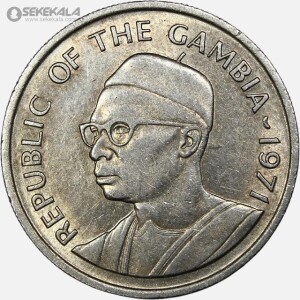 سکه 25 باتوت کمیاب گامبیا 1971