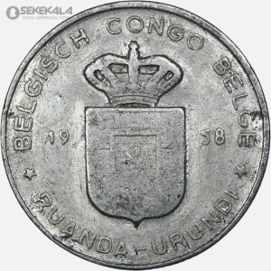 سکه 1 فرانک کمیاب کنگو مستعمره بلژیک 1958