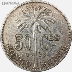 سکه 50 سنتیم کمیاب کنگو مستعمره بلژیک 1923 (CONGO BELGE)