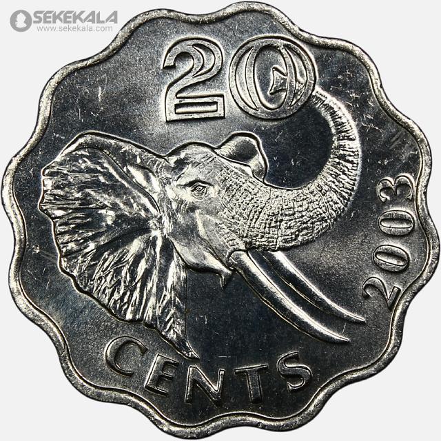 سکه 20 سنت کمیاب سوازیلند 2003 (UNC)