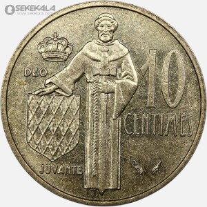 سکه 10 سنتیم کمیاب موناکو 1977 (AU)