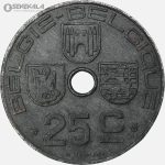 سکه 25 سنتیم قدیمی بلژیک 1943 (لئوپولد سوم)