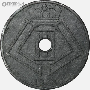 سکه 25 سنتیم قدیمی بلژیک 1943 (لئوپولد سوم)