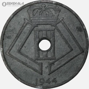 سکه 25 سنتیم قدیمی بلژیک 1944 (لئوپولد سوم)
