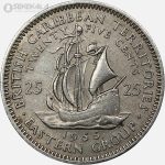 سکه 25 سنت کمیاب کارائیب شرقی 1955