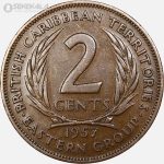 سکه 2 سنت کمیاب کارائیب شرقی 1957