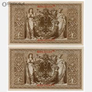 جفت اسکناس 1000 مارک امپراتوری آلمان 1910 (ویلیام دوم)(UNC)