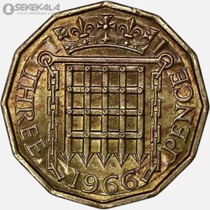 سکه 3 پنس انگلیس 1966 (ملکه الیزابت)(AU)