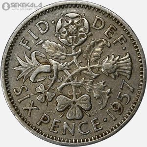 سکه 6 پنس انگلیس 1957(ملکه الیزابت)