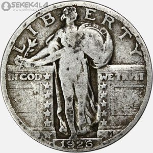 سکه کوارتر (25 سنت) نقره آمریکا 1926 (کمیاب) Standing Liberty