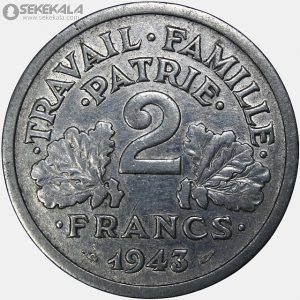 سکه 2 فرانک فرانسه 1943(دولت ویشی)