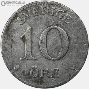 سکه 10 اوره نقره سوئد 1919 (گستاو پنجم)