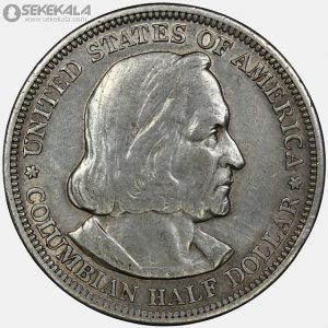 سکه هالف دلار (½ دلار) نقره آمریکا 1893 (کریستوف کلمب ـ بسیار کمیاب)
