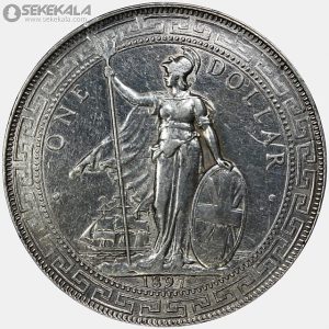 سکه 1 دلار نقره تجاری بریتانیا 1897 (ملکه ویکتوریا ـ بسیار کمیاب)