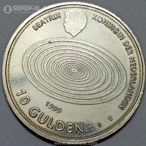 سکه 10 گولدن نقره یادبودی هلند 1999
