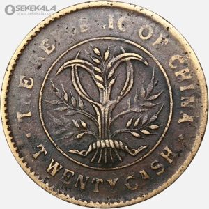 20 Cash (3rd issue) 13 سکه قدیمی 20 کش جمهوری چین 1919 (بسیار کمیاب)