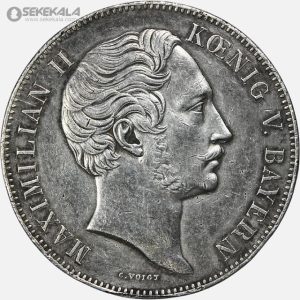 سکه نایاب 2 تالر نقره آلمان (ایالت بایرن) 1851 (ماسیمیلیان دوم پادشاهی باواریا)