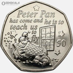 سکه 50 پنس یادبودی بسیارکمیاب جزیره من 2019 (isle of man)(peter pan)