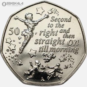 سکه 50 پنس یادبودی بسیارکمیاب جزیره من 2019 (isle of man)(peter pan)