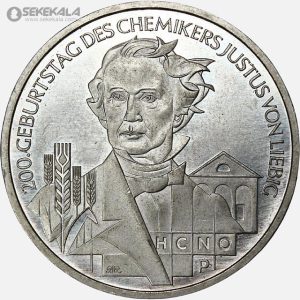 سکه 10 یورو نقره یادبودی آلمان 2003 (AU)( یوستوس فون لیبیگ شیمی دان آلمانی)