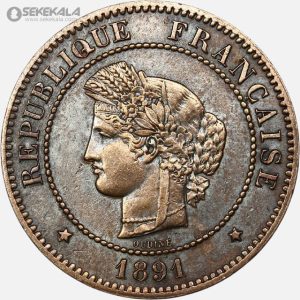 سکه 5 سنتیم قدیمی فرانسه 1891 (جمهوری سوم)