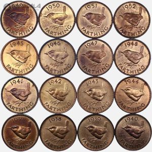 مجموعه ست کامل فارتینگ جرج ششم انگلیس 1937 تا 1952 (با کیفیت های UNC و AU) 16 عدد